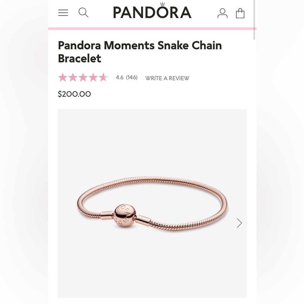 Rose gold Pandora bracelet